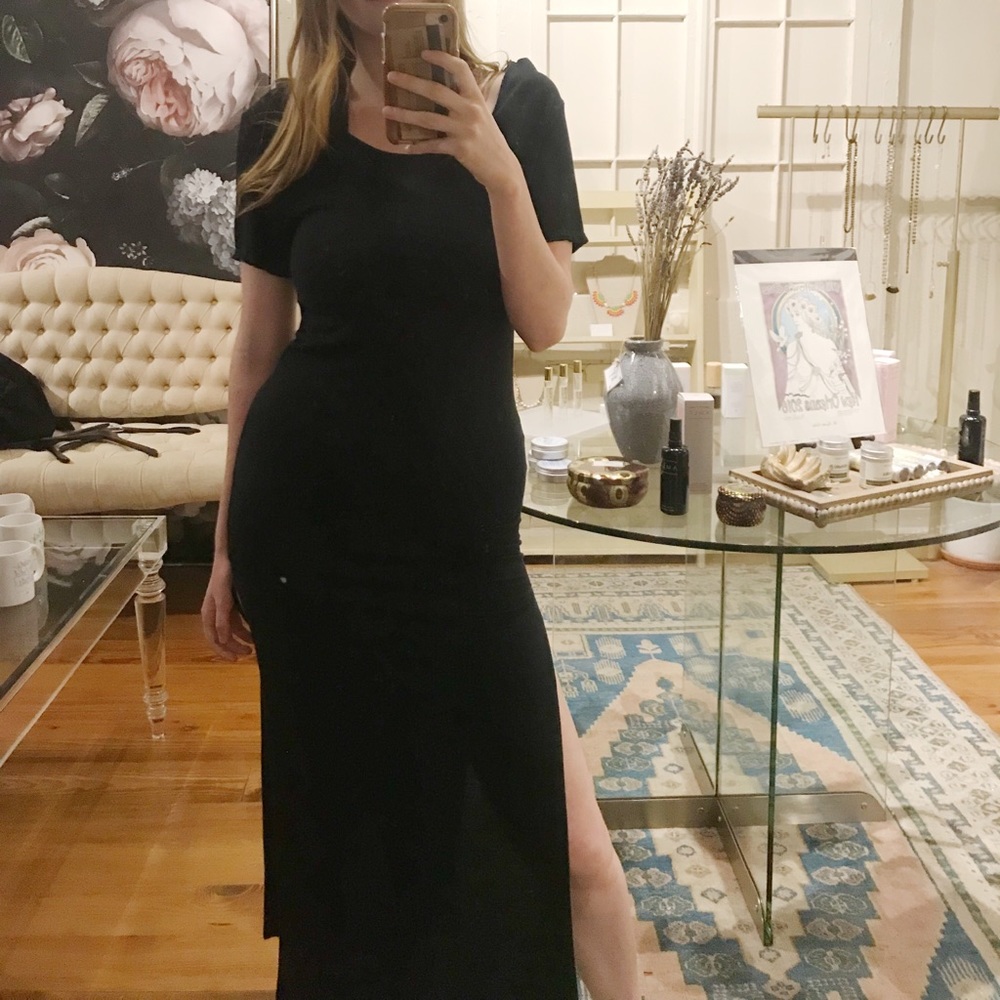 Black maxi dress with slits